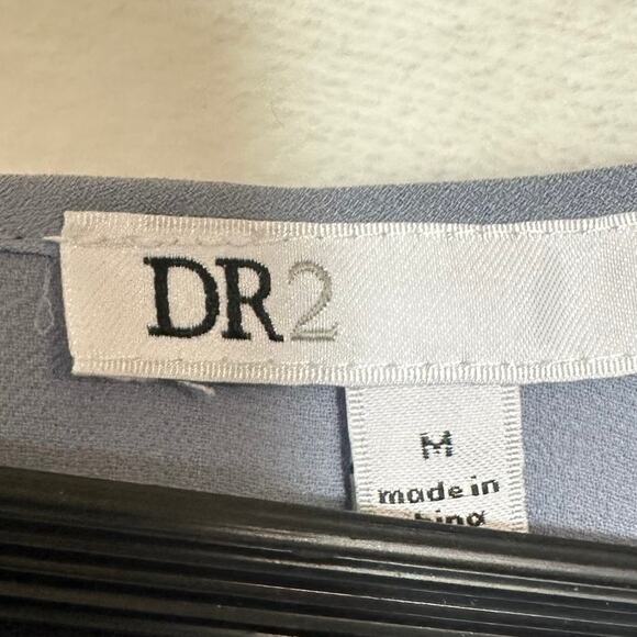 DR2 Medium Baby Blue Ruffle Shoulder Top Boho Tied Lace Clip Dot Work Cute Girly - Picture 6 of 11